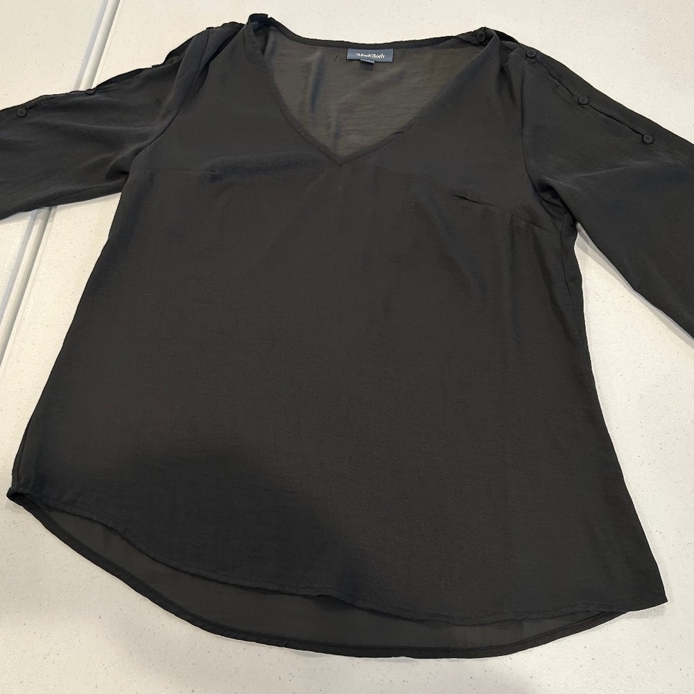 ModCloth Vee Neck Button Sleeve Top